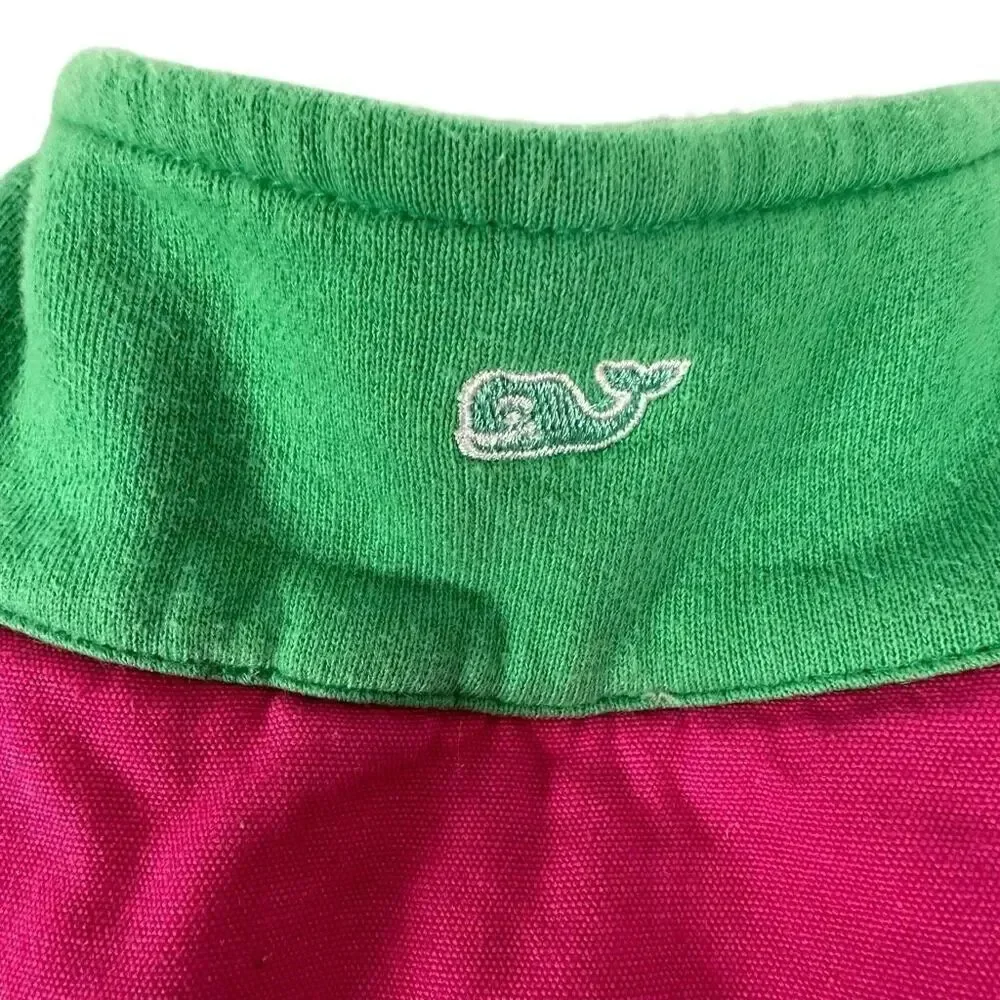Vineyard Vines Women's Green & White Stripes with Pink Shoulders size XS